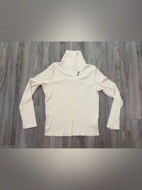 Lauren Ralph Lauren knit crossover funnel/cowl neck, cream, size Large